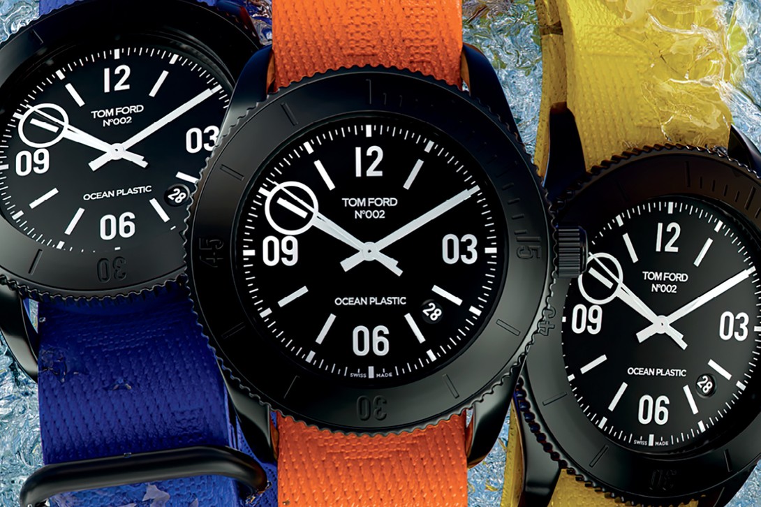 售价将近1500美元的汤姆·福特自动机芯手表，100%用海洋塑料造