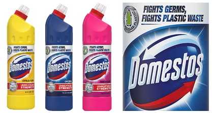 含50%消费后塑料，蓝多霸漂白剂更换新包装！