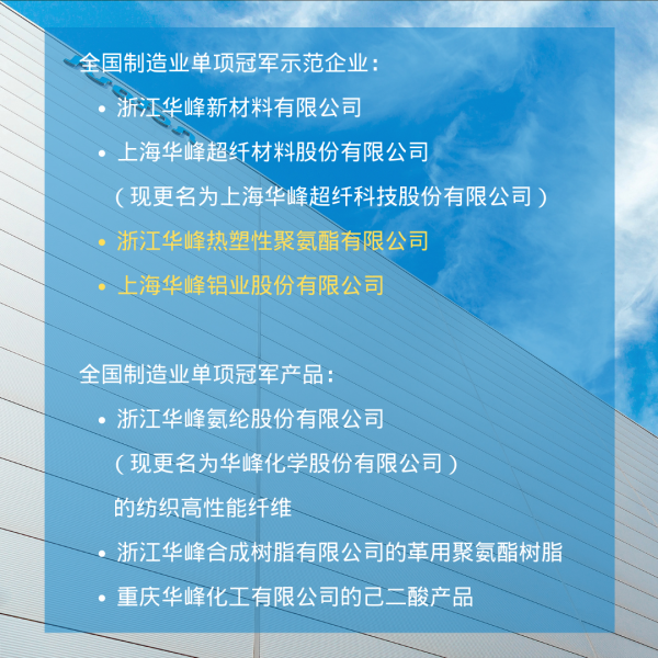祝贺！华峰集团旗下两家公司入选第七批国家制造业单项冠军企