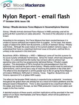 PA66价格又要涨 索尔维-英威达聚合工厂发生不可抗力